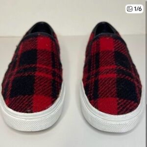 SAINT LAURENT Plaid Buffalo Plaid Sneakers in Red/black